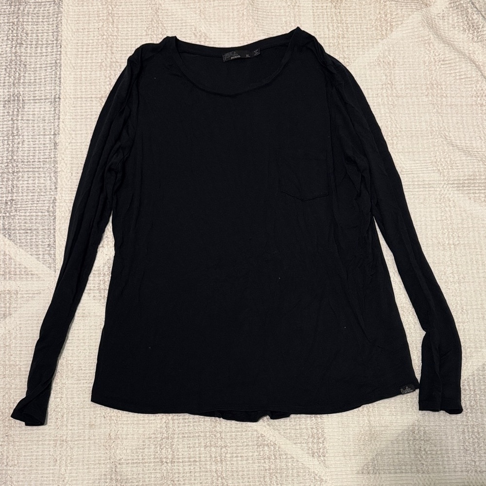 Prana Women's Classic Pocket Black Long Sleeve Top